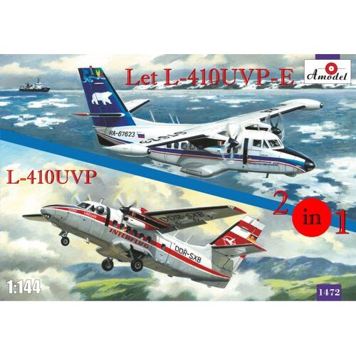 Amodel 1472 Plastic model airplane kit 1:144 Let L-410UVP-E & L-410UVP 2kits box - Picture 1 of 24