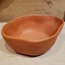 Gourmet Topf Baking Dish Terra Cotta Bowl Orange Clay U.S.A. 7" Vtg- Swanky Barn