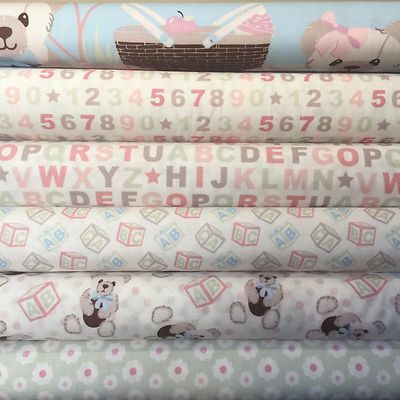 Stoff Freedom Teddybären Picknick 100% Baumwollstoff FQ Handarbeit Quilt Patch Pastell