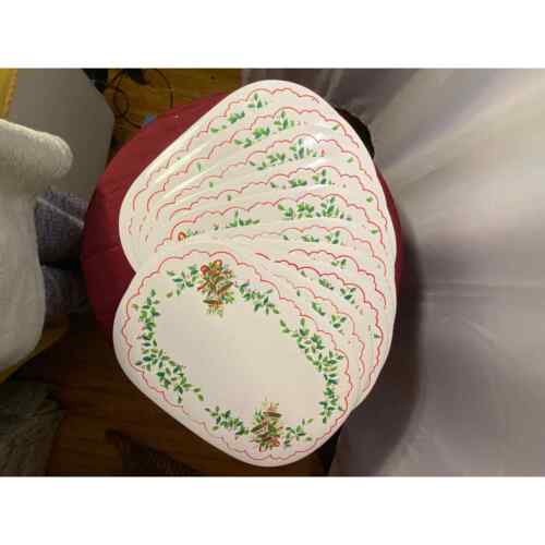 Set of Ten (10) Vintage, Oval, Christmas / Holiday Placemats, Vinyl, Foam backed - Picture 1 of 9