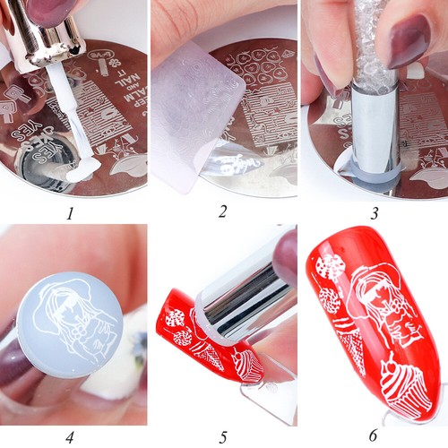French Tips Nail Art Stamping Plates Plaid Checker Geometry Metal Nail Templates - Picture 5 of 5