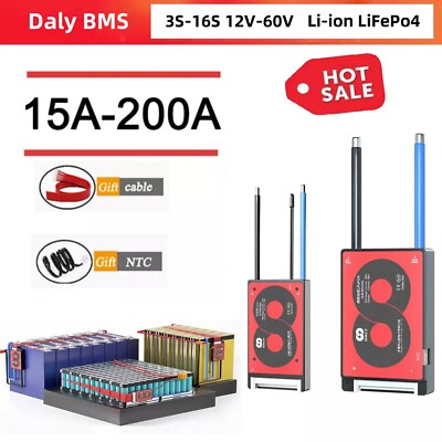 Lot Daly BMS 3S-16S 12V 24V 36V 48V 60V Li-ion LiFePo4 Common Port w/Balance&NTC