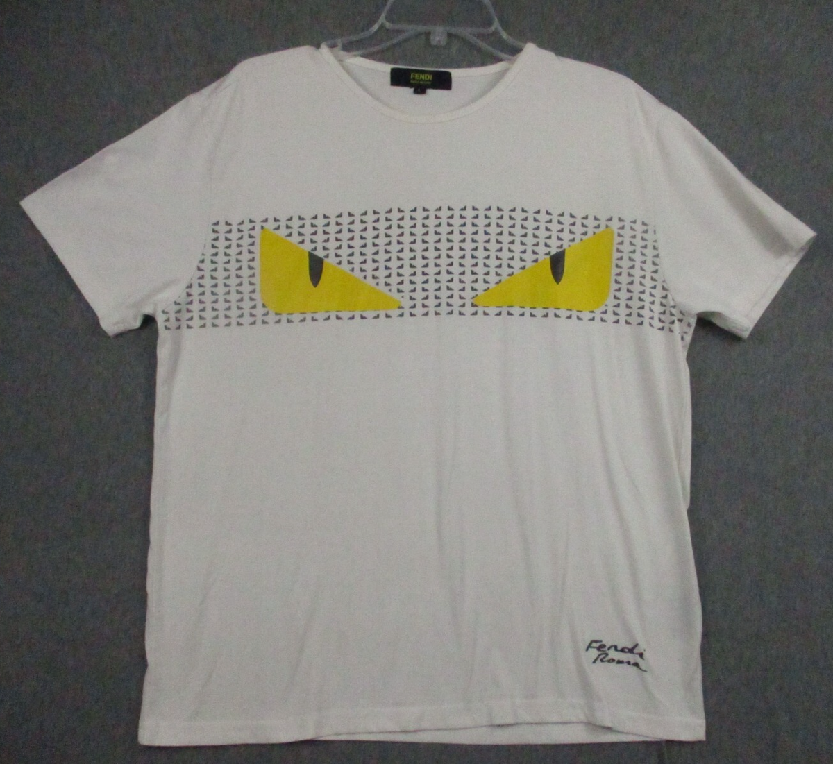 Fendi Monster Cat Eye Shirt Large Logo Shirt Sleeve White | eBay