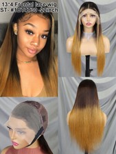 200 Density 13x4 Lace Frontal Wig 22 Inch 1BT4T30 Straight Human Hair Wig