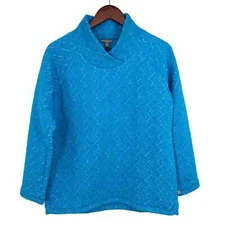 NEW Talbots Small Blue Metallic Pullover Sweatshirt Blouse Shirt Top Winter Snow