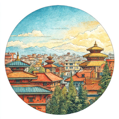 XXL 30X30 Autoaufkleber Kathmandu Stadtlandschaft Aufkleber