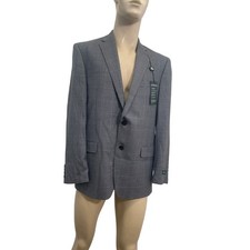 Lauren Ralph Lauren Ultraflex Classic Fit Blue Houndstooth Silk Wool Blazer 40R