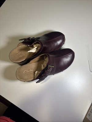 Clarks Artisan Womens Ledella York Clog Brown Leather Size 6M Wine