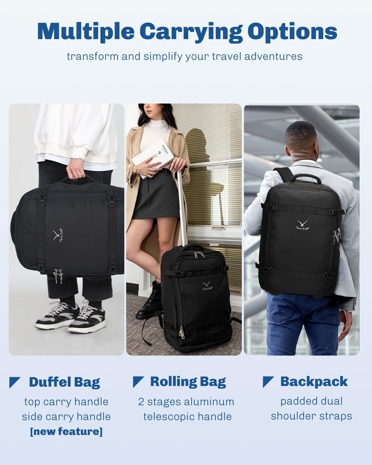 Rolling Backpack 42L Backpack with Wheels Airline… - image 2