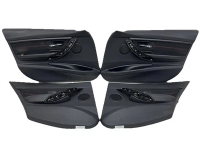 Set Habillage De Porte BMW Série 3 F30 F31 Tissu Track Anthracite Rouge - Photo 1/4