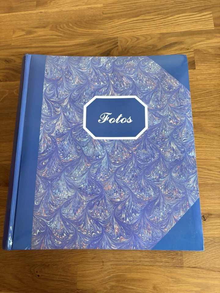 Vintage Fotoalbum XXL Blau mit Mustern Foto Album Erinnerungen 28x32 cm - Bild 1 von 4