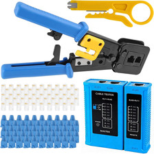 RJ45 Crimp Tool Kit for Cat5 Cat5E Cat6 with Connectors  Tester