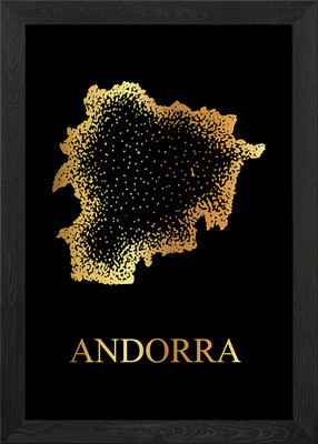 Andorra Map Framed Wall Art Poster Canvas Print Picture