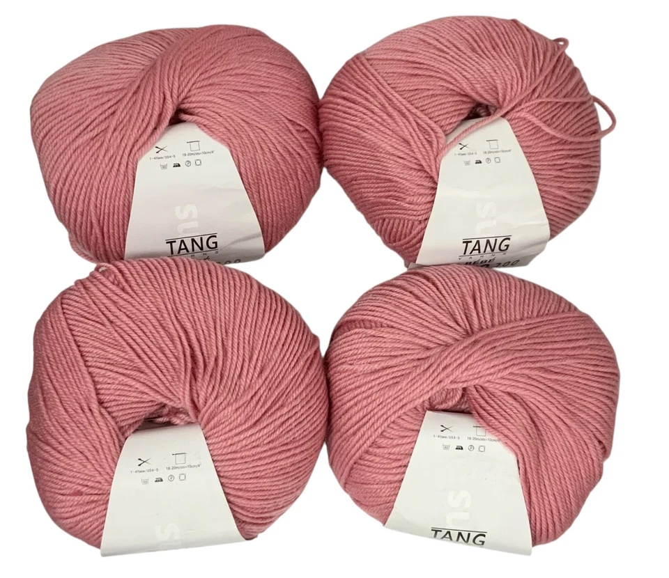 8-Tang hilo lana merino 200 bolas rosa polvorienta superlavado extra fino 1,8 OZ cada una Foto 2 de 2