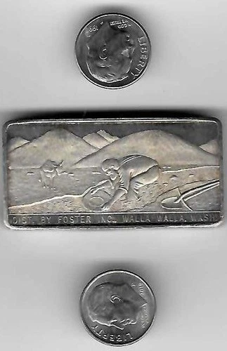 1 One 1970 W H Foster Day Mines 3 Troy Oz Ounce .999 Fine Silver Bar Round