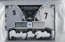 2020 LEAF IN THE GAME USED MICKEY MANTLE JOE DIMMAGIO RELIC TRUE 1/1 Yankees HOF