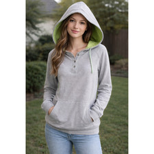 Brooklyn Cloth Hoodie Pullover Jacket Gray Hooded Kangaroo Pocket Size L