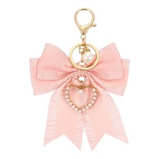 Bow Knot Keychain, Cute Bag Charm Keyring for Women Purse, Light Orange