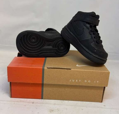 Nike Force 1 Mid (TD) Boots Black/Black Toddlers Size 3.5C (314197-001) VINTAGE