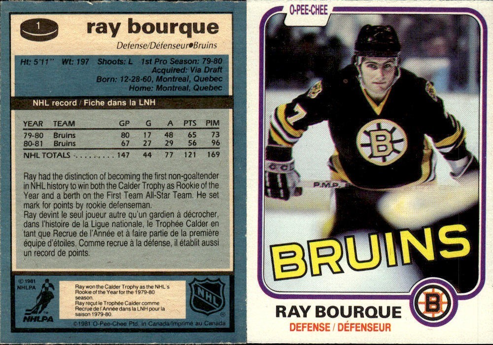 1981-82 O-Pee-Chee SET BREAK #1 Ray Bourque EXMT