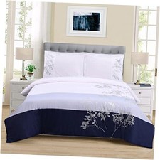 100 Cotton Duvet Cover Set, Soft 3-Piece Duvet Set, King/California King Blue