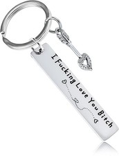 Best Friend Keychain for Women, Stainless Steel Key Chain Engrave I Fking Love Y