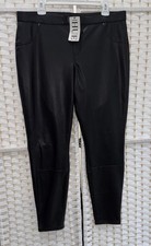 HUE Leatherette Mid-Rise Leggings Black Size X-Large 16-18 NEW