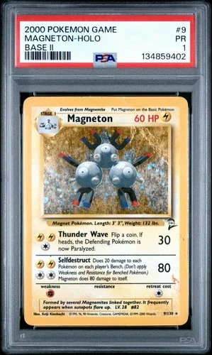 PSA 1 Magneton Base Set 2 Holo Foil Rare 9/130 2000 Pokémon WoTC PR