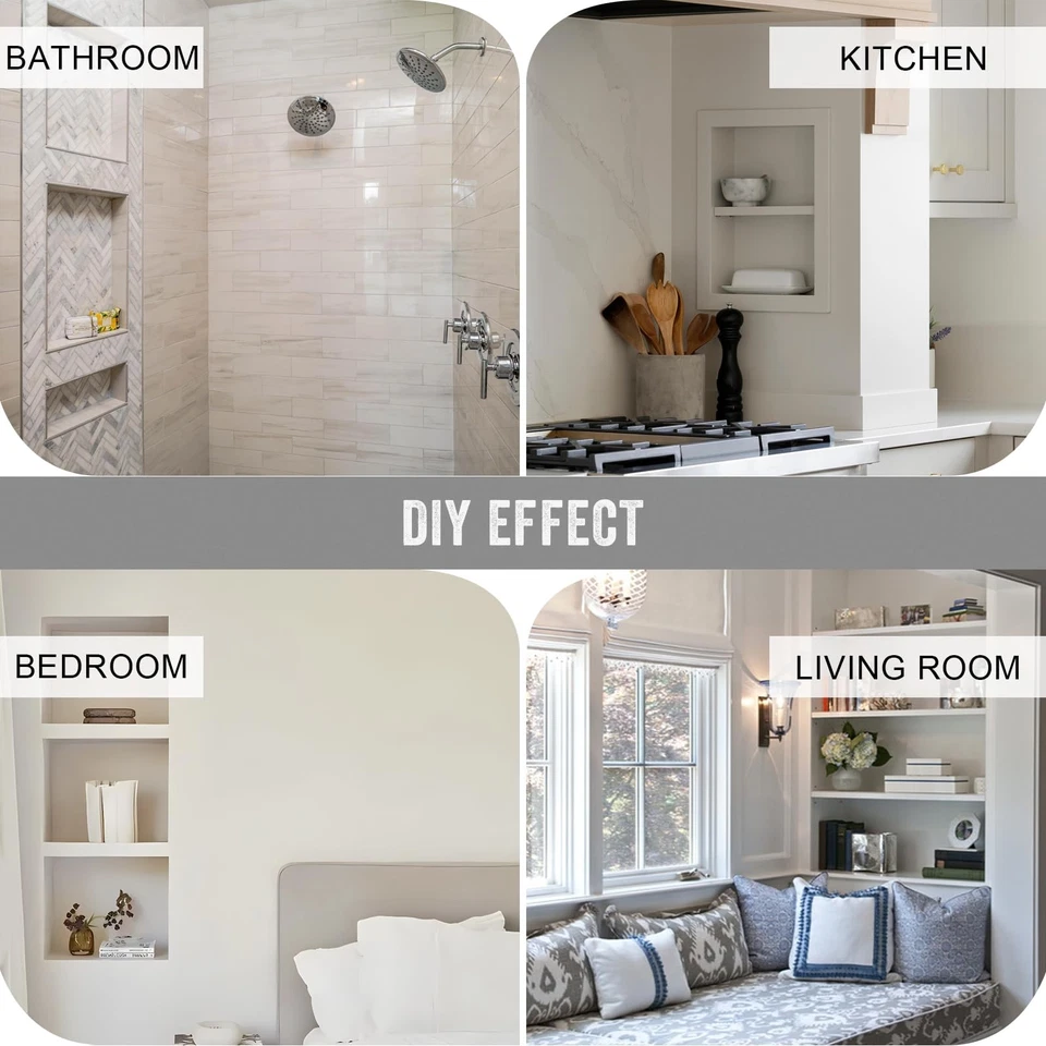 Shower Niche Ready for Tile 16"X34"(16"x14"+16"x20"), Set of Two Organizer,Du... - Изображение 3 из 4