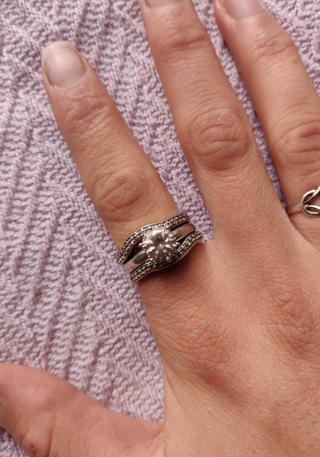 Sterling Silver CZ solitaire stack ring set sz 8 … - image 3