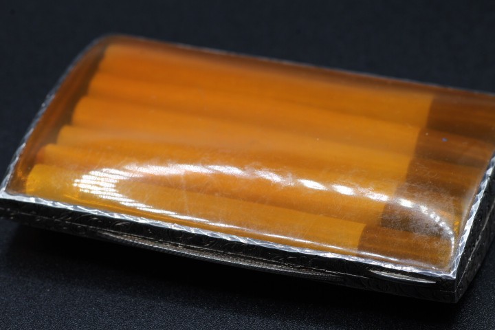 Very rare art deco 935 sterling silver and early celluloid cigarette case
