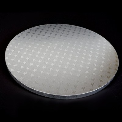 5x Cakeboard silber 30cm 12mm mit Sternenmuster