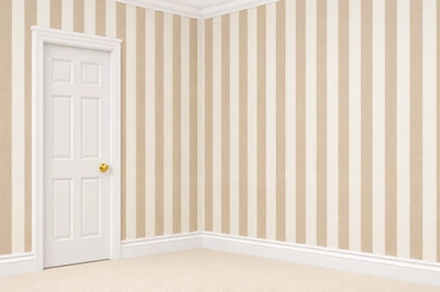 1:12 Scale Dolls House Miniature – Beige Stripe Wallpaper Sheets x2 - Image 1 of 3