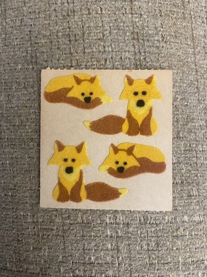 Vintage 1980s Sandylion Brown Paper backing Fuzzy Fox stickers