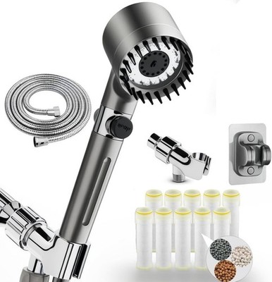 Muravai Shower Head, High Pressure Handheld with PCS Water Filter, One-Touch Pa