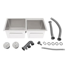Double-Bowl Kitchen Sink Multifunctional Stainless Steel Sink 75cm x 40cm x 22cm