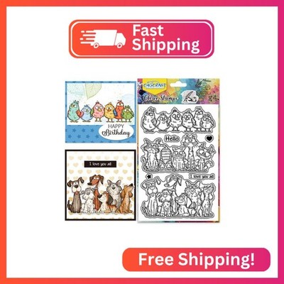 CHGCRAFT Funny Cat Dog Bird Clear Stamp Silicone Clear Stamps Transparent Handic