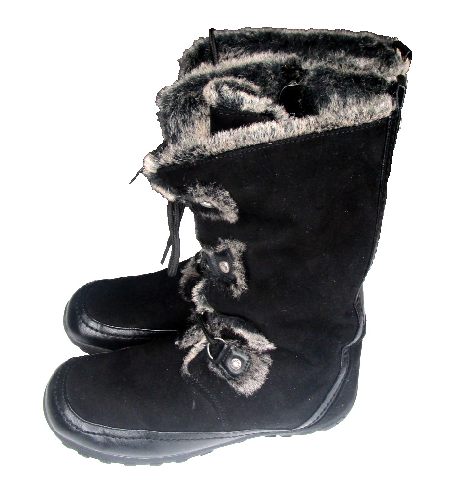 NEW~White Mountain Chastity Mid-Calf Leather Faux Fur Boot Women's SZ 9 Black