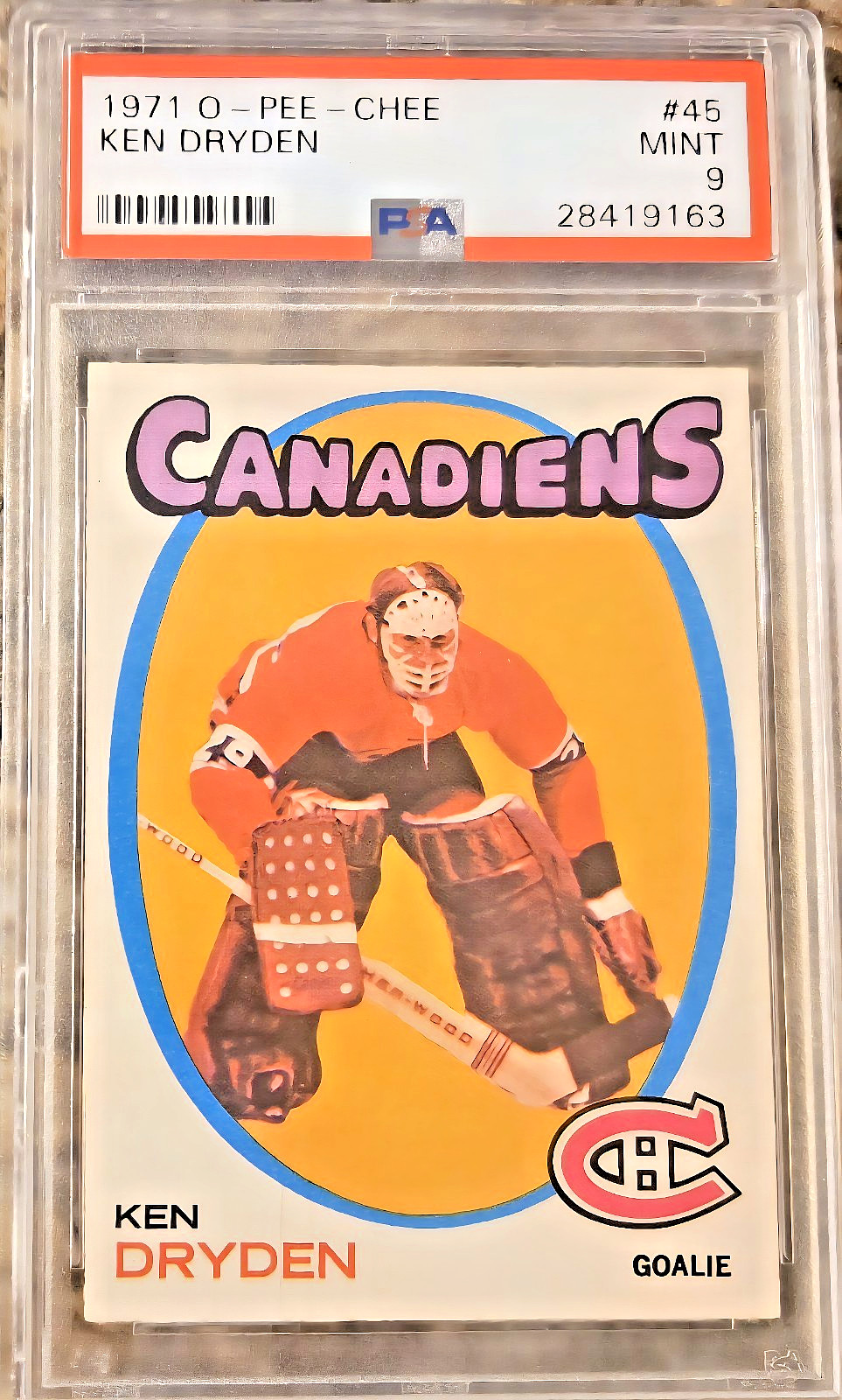 1971 O-PEE-CHEE #45 KEN DRYDEN RC Rookie PSA 9 MINT   HOF