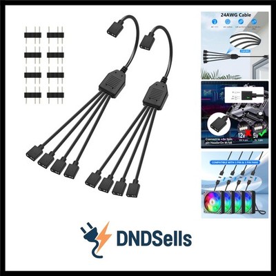 2 Pack 1 bis 4 ARGB Splitter Kabel 5V 3-Pin weiblich zu vier 5V 3-Pin weiblic...