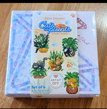 Diamond Art Club Mini Dazzles Cats with Plants Kit Set of 6 Framed Diamond Art