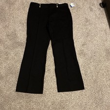 Anne Klein NWT Black High Rise Pleated Dress Pants with Gold Buttons