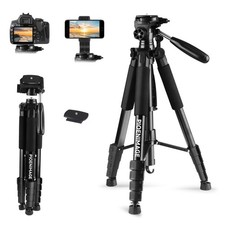 74" Camera Tripod, Expandable Camera Tripod Stand for Camera and Phone, Spott...