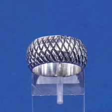 sz 6, vtg Sterling silver handmade ring, 925 wide band w/ textured surface