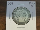 1913 S Barber Half Dollar  90% Silver Very Nice Condition Lower Mintage
