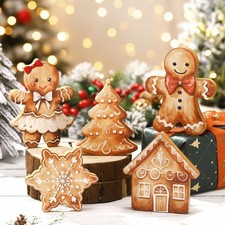 Threehoney 5 Pcs Gingerbread Christmas Decorations Indoor Cute Gingerbread Ta...