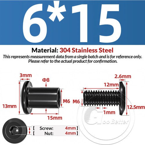 M5 - M10 FURNITURE CONNECTOR BOLTS & CAP NUTS JOINT UNIT A2 304 STAINLESS STEEL - Picture 29 of 68