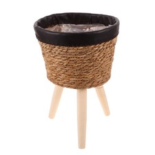  Cesto Fioriera in Vimini: Porta Piante Rialzato con Supporto - Pianta Tessuto Rattan