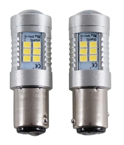 Lampadine LED P21/5W 12V 24V 30W - Coppia 21 SMD Lente 1157 BAY15D