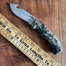 RUKO Gut Hook 440A Stainless Folding Knife Camo